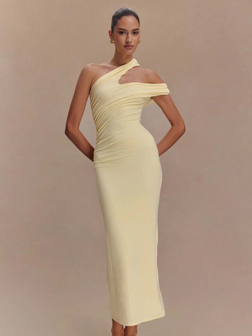 Meshki Yellow One Shoulder Dress